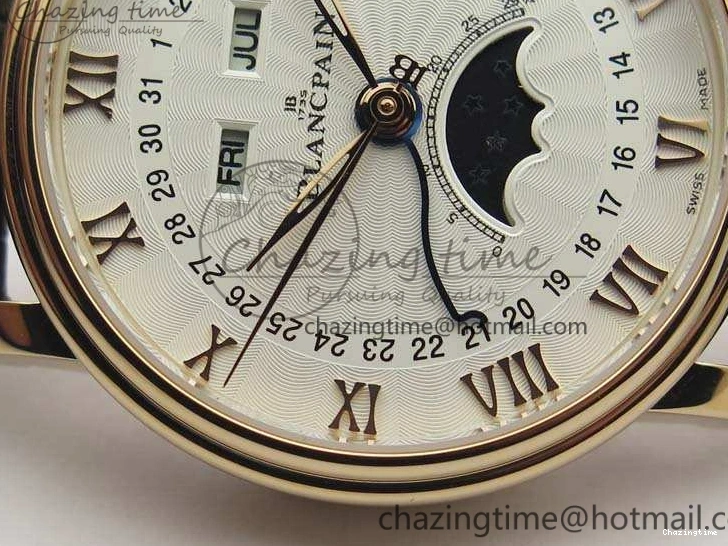 1228 Villeret 6654 RG Complicated Function OMF 1:1 Best Edition White Texture Dial On Leather Strap A Bright 8105